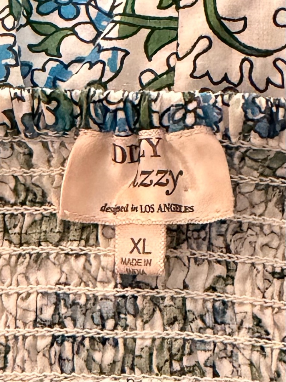 Floral Smocked Mini Dress in Blue, White & Green - Picture 9 of 11